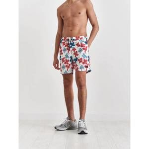 NEW WAX LONDON noden swim short in red blue floral seersucker
